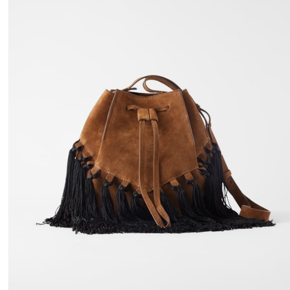 Zara Split leather bucket bag NWT rare find - Picture 4 of 6